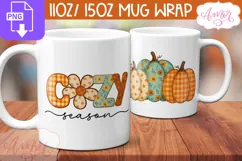 Cozy season mug wrap PNG, Fall pumpkins mug template Product Image 2