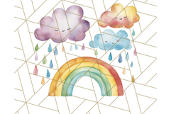 Watercolor Dinosaur and Rainbow PNG Clipart, Baby Nursery Product Image 4