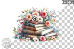 Books Flowers Sublimation- Clipart PNG Design Product Image 1