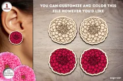 Zinnia Flower Earrings Laser Cut | Jewerly | SVG Product Image 1
