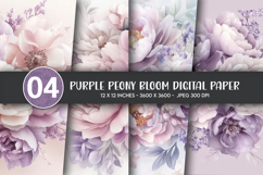 Purple Peony Bloom Digital Paper Product Image 1