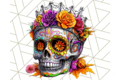 Bright Sugar Skull PNG Clipart, Halloween Colorful Skull Png Product Image 4