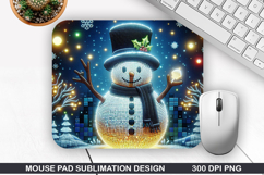 Snowman Mouse Pad Sublimation, Christmas Mouse Pad PNG Product Image 1
