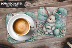 Bunny, Fantasy &amp; Whimsy, Buffalo Plaid Square Coaster PNG Product Image 1