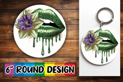 Whimsical Keychain Circle Sublimation, Dripping Lips Product Image 1