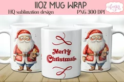 Cute Santa mug PNG wrap for sublimation | Merry Christmas Product Image 1