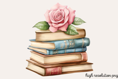 Pastel Cottage Shabby Chic Books Clipart PNG Product Image 1
