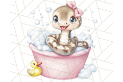 Safari Animal Babies in Bubble Baths, Cute Jungle Animal PNG Product Image 4