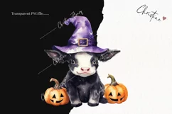 Watercolor Halloween Cow Clipart | Watercolor Halloween PNG Product Image 2