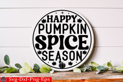 Happy Pumpkin Spice Season Fall Round Sign SVG Product Image 2
