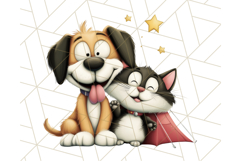 Dog and Cat Friends PNG, Cute Pet Clipart, Funny Animal Art Product Image 4