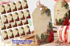 Merry Christmas printable tags, Christmas poinsettia, holly Product Image 1