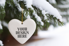 Christmas Love Heart Ornament Mockup | Holiday Hanging Product Image 1