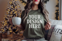 Comfort Colors 1717 Island Green Christmas T-Shirt Mockup, B Product Image 1