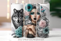 Floral Girl Tumbler Sublimation Design | 20oz Skinny Tumbler Product Image 1