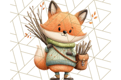 Cozy Autumn Animal Clipart, Fall Forest Critters PNG Product Image 4