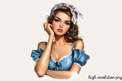 Vintage Retro Girls Clipart PNG Product Image 1