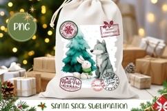 Cartoon Winter Wolf Santa Sack Template, Cute Gift Bag Product Image 1