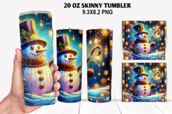 Snowman Skinny Tumbler 20oz Wrap Design, Christmas Tumbler Product Image 1