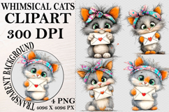 Whimsical Cats Clipart Watercolor png Product Image 1