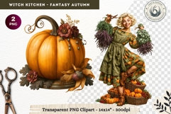 Autumnal Witch Kitchen Clipart cozy Fall PNG sublimation Product Image 1
