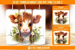 Highland Cow Tumbler Designs, Sublimation Wrap Product Image 1