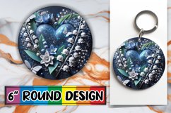 Playful Circle Keychain Sublimation, 3D Heart Product Image 1