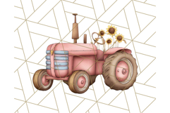 Fall Tractor Clipart PNG, Vintage Tractors With Pumpkins Product Image 4