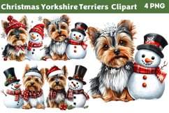 Christmas Yorkshire Terriers Clipart PNG Product Image 1