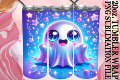 Vibrant Joy 20oz tumbler wrap, 3D Cute Ghost Product Image 1