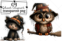 Whimsical Halloween Ghost Clipart Watercolor PNG Product Image 1