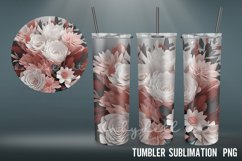 3D Flowers Tumbler wrap| Tumbler Sublimation Design Product Image 7