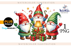 Watercolor Christmas gnomes, Christmas Gnomes Product Image 1