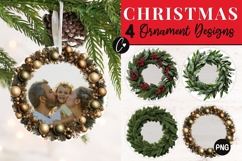 4 Christmas Photo Ornament PNG Product Image 1