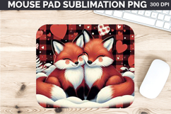 Watercolor Foxes Mouse Pad Sublimation - Valentines PNG Product Image 1