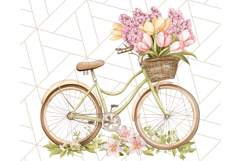 Bicycle with Flowers PNG, Pastel Spring Floral Bike Clipart Product Image 4