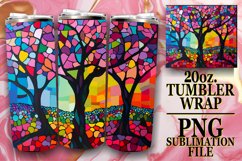 Colorful Tree 20oz Stained Glass Tumbler Wrap Sublimation Product Image 1