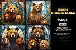 Bears Stained Glass Square Coaster - 04 Variations Product Image 1