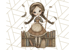 Whimsical Library Clipart with Cozy Readers and Books Product Image 4