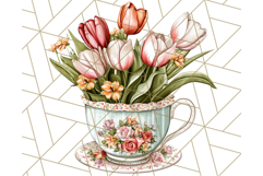 Vintage Floral Teacup Clipart PNG, Blooming Teacups Clip Art Product Image 4