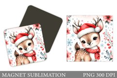 Christmas Deer Magnet Design. Christmas Magnet Sublimation Product Image 1