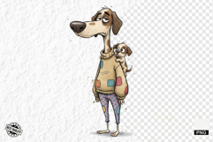 Whimsical Dog Mom With Puppy Clipart Product Image 1