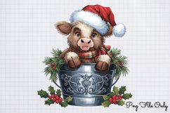 Christmas Highland Cows In Bucket Clipart PNG Product Image 1