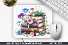 Book Flower Mouse Pad Sublimation, Animals Mouse Pad PNG Product Image 1