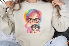 Colorful Girl Dog Clipart PNG Product Image 1
