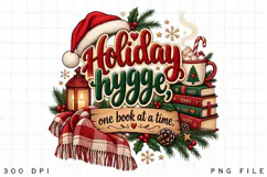 Holiday Hygge One Book at a Time Christmas Book Lover Design Product Image 2