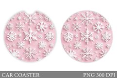 Snowflakes Car Coaster Design. Snowflakes Round Coaster Product Image 1