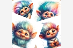 Watercolor Troll Clipart Pack | 13 JPG Files, Cute Rainbow Product Image 3