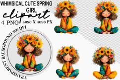 Whimsical Cute Spring Girl Clipart Watercolor png Product Image 8