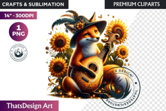 Enchanted Woodland Animal &amp; Sunflower Clipart PNG Product Image 1